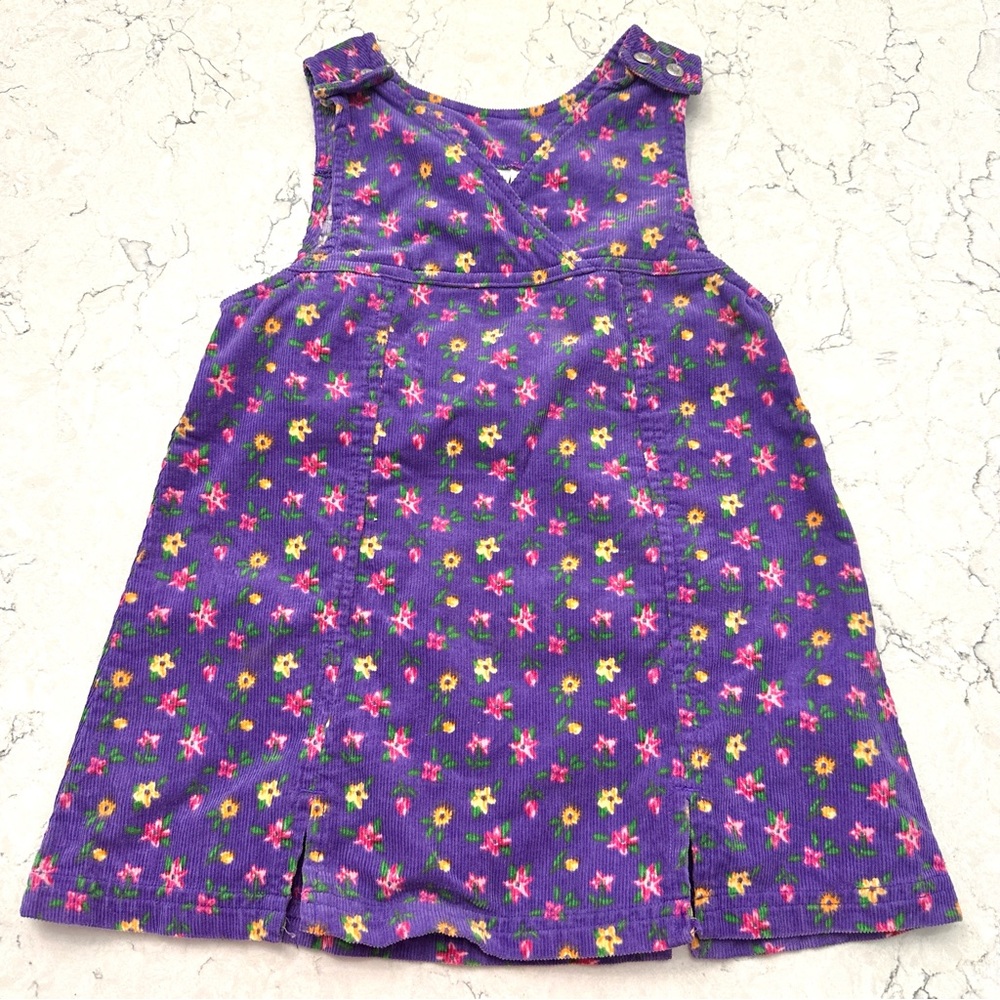 Vintage 90’s Purple Floral Cuddle Towne Corduroy Dress Size 4T Toddler Girls